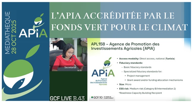 Un succès tunisien: L’APIA accréditée par le Fonds Vert pour le Climat